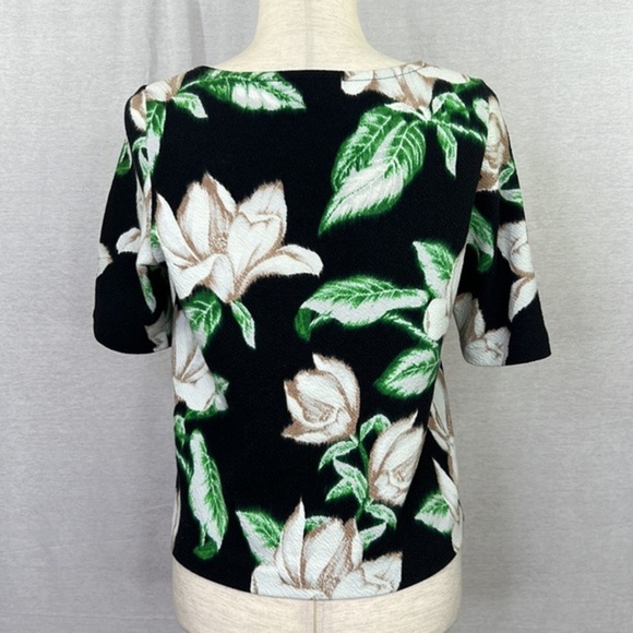 9-H15 SCL  Anthropologie Woman’s Black Green Floral Print  Postmark Blouse Sz S - Picture 5 of 13